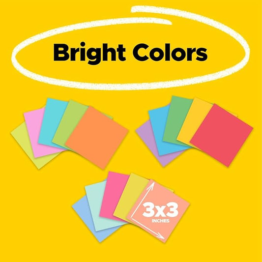 Post-it Super Sticky Notes Assorted Colors 3 x 3 inch | Teacher Pack | Super Sticky | Recyclable | 45 Sheets per Pad, 15 Pads, Pack of 6