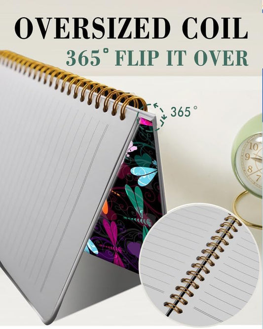 Spiral Journal Notebook,A5 Hardcover Lined Journals for Women Girl 6 x 8.3 in,120 Pages Thick Paper,Cute College Ruled Writing Notebook for Gifts Office Work School(Colorful Dragonfly)