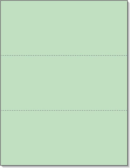 NextDayLabels - Pack of 500 Sheets, 8-1/2 x 11" Letter Size Perforated Paper (Green, Perf @ 3-2/3" and 7-1/3")