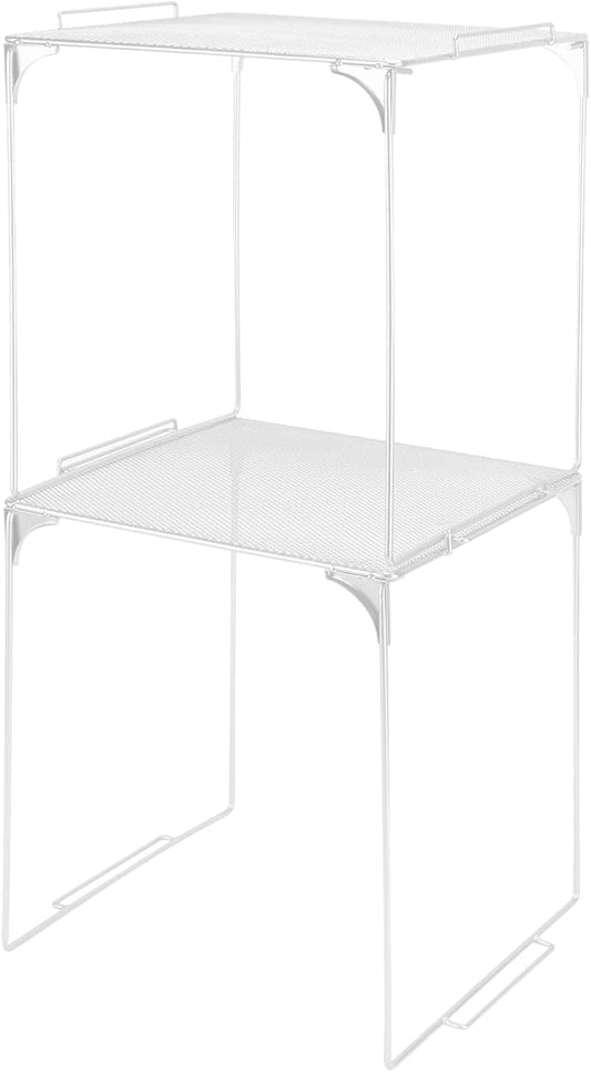 Locker Organizer Shelf Stackable Extra Locker Shelf for School Locker Organizer Storage Cabinet Accessories Suitable for School, Office, and Home use (2, White)