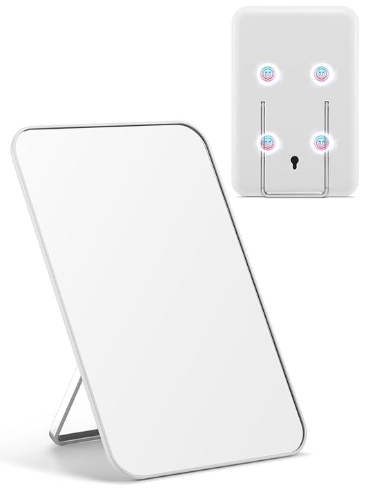 OMIRO Magnetic Locker Mirror for School, 8 x 5 inches Desk Makeup Mirror with Foldable Stand and Hanging Hole for Shaving, Strong Magnets for Secure Attachment