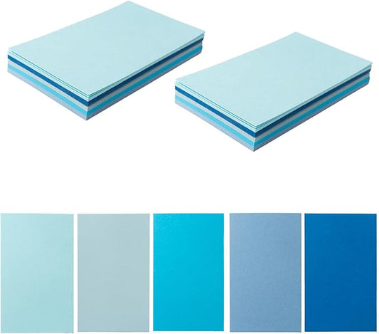 50 Sheets Small Colored Cardstock Paper 5 Colors, 250 GSM Heavy Card Stock for DIY Art Projects, Cards (Blue, 3x5)