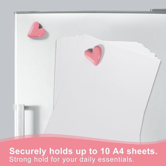 22Pcs Fridge Magnets,Cute Love Heart Decorative Magnets, Refrigerator Magnets for Whiteboard Cabinet Locker,Strong Holding Power,Pink