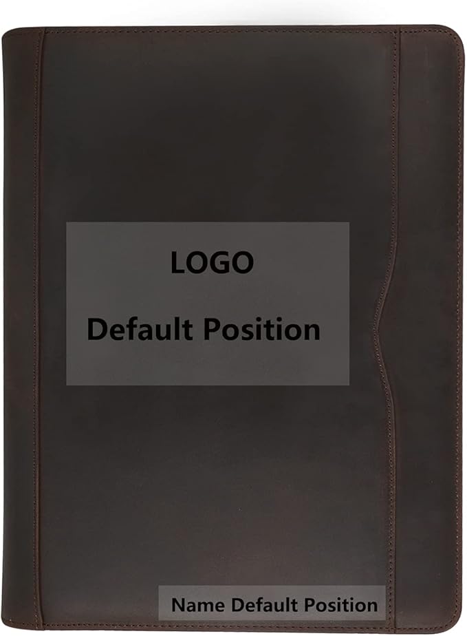 Professional Leather Business Padfolio Portfolio Case, 3 Ring Binder,Zippered Business Document Organizer Tablet Holder Folder Case,with Letter Size Notepad (Custom)