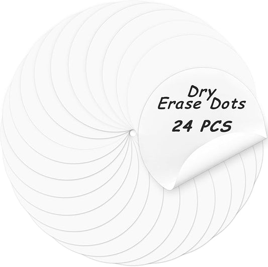 24Pcs White Dry Erase Dots Circles,11" Removable Dry Erase Circles Wall Spots for Classroom,School,Office,Home,Table&Desk