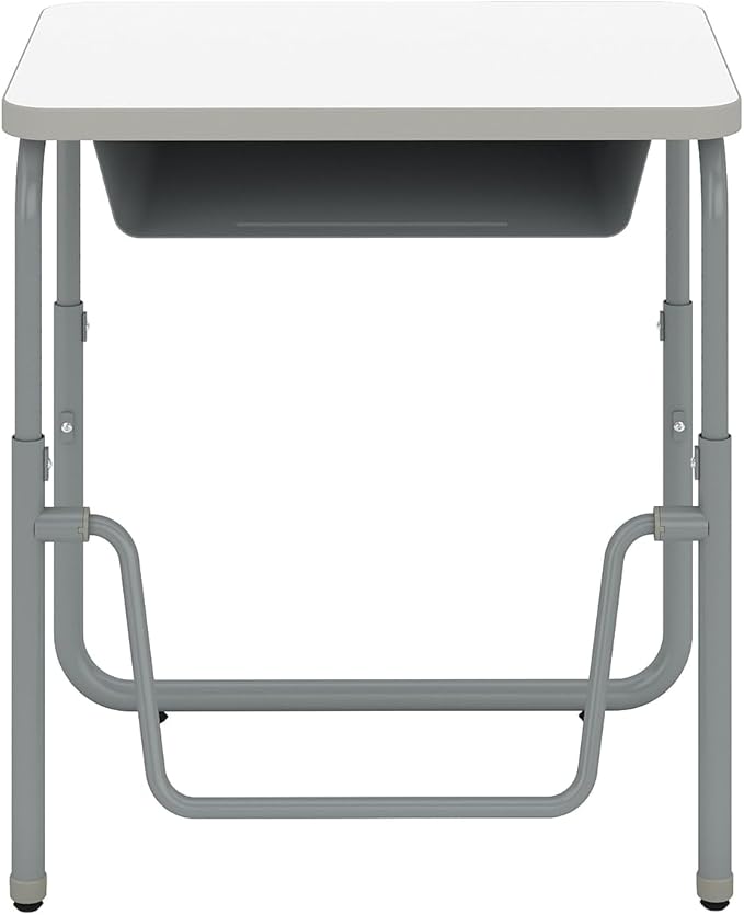 Safco Products AlphaBetter 2.0 Height Adjustable Student Desk with Swinging Footrest Bar and Book Box, Sit to Stand, 22"-30" with Dry Erase Classroom and Home School Desk