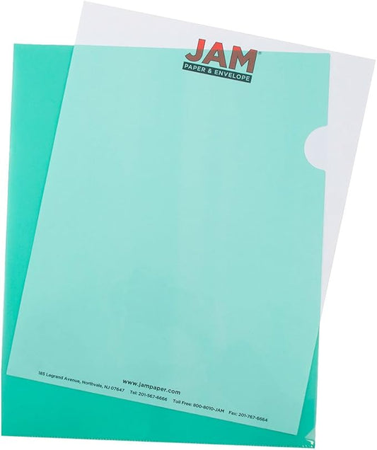 JAM PAPER Plastic Sleeves - Letter Size - 9 x 11 1/2 - Green Project Pockets - 120 Bulk Page Protectors/Pack