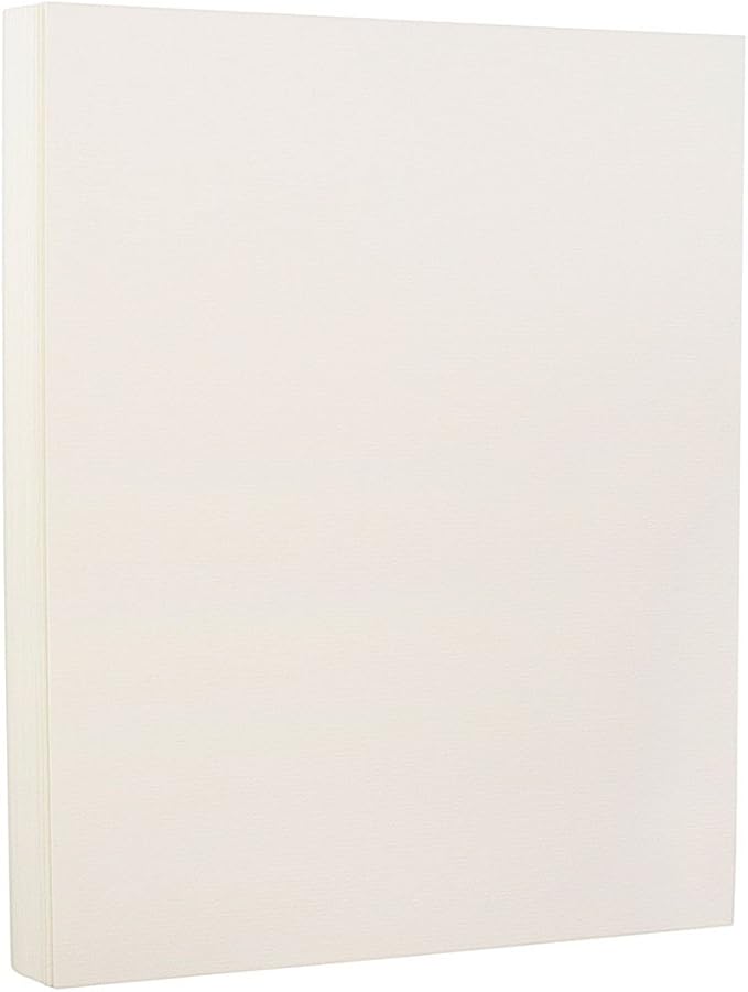 JAM PAPER Strathmore 88lb Cardstock - 8.5 x 11 Coverstock - 237 gsm - Natural White Laid - 25% cotton - 50 Sheets/Pack