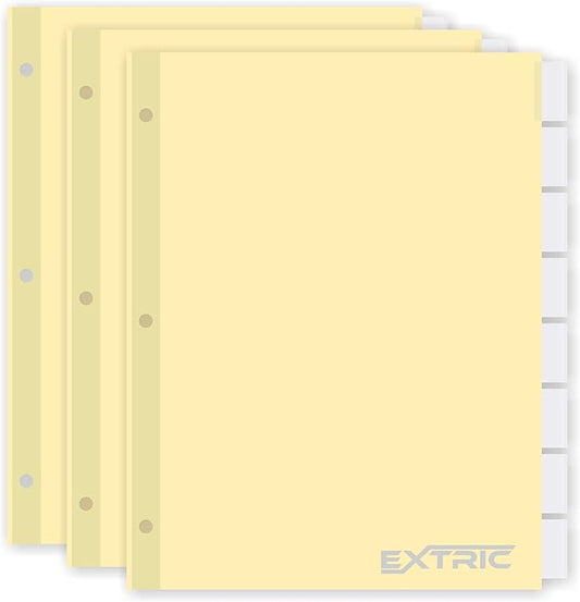 8-Tab Binder Dividers for 3 Ring Binder, Insertable Clear Big Tabs, Letter Size Paper Divider, 8.5 x 11 inch, 3 Sets (24 Dividers Total)