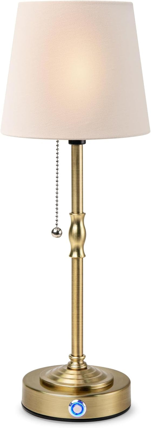Rechargeable Cordless Table Lamp: Battery Powered Lamp,3 Level Brightness - Bedside Night Lamp, Ambient Light for Restaurant, Home, Bedroom, Dining Room, Camping, Cafe(Brass)