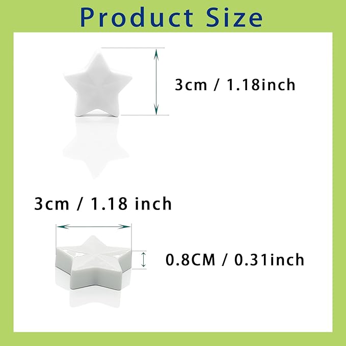 Fridge Magnets - 30 Pcs Refrigerator Magnets Strong Small Whiteboard Magnet, Heavy Duty Mini Magnets for Kitchen, Locker, Office, Classroom & Office Use - Decorative Cute Magnet (Star, White)