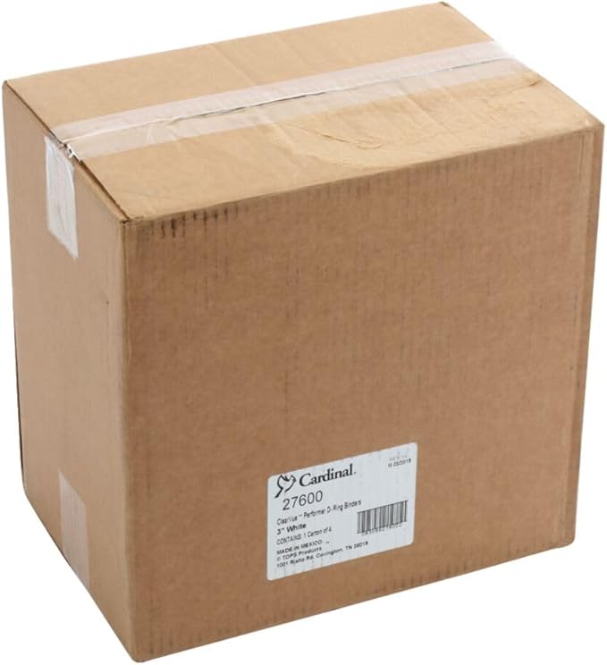 Cardinal Performer 3-Ring Binders, 3", Non-Locking Slant-D Rings, 725-Sheet Capacity, ClearVue Presentation, Non-Stick, PVC-Free, White, 4-Pack (27600)