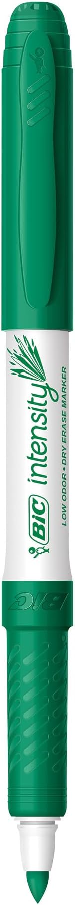 BIC Intensity Green Low Odor Dry Erase Markers, Fine Tip, 12-Count Pack of Erasable Markers With Low-Odor Ink for a Pleasant Writing Experience