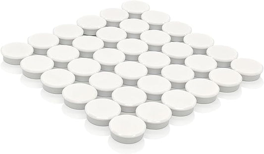 Fridge Magnets - 40PCS Small Strong Refrigerator Magnets, Heavy Duty Mini Magnets for Whiteboard Locker Map Classroom Kitchen Office School Use - Round Cute Decorative Magnet for Fridge (White)