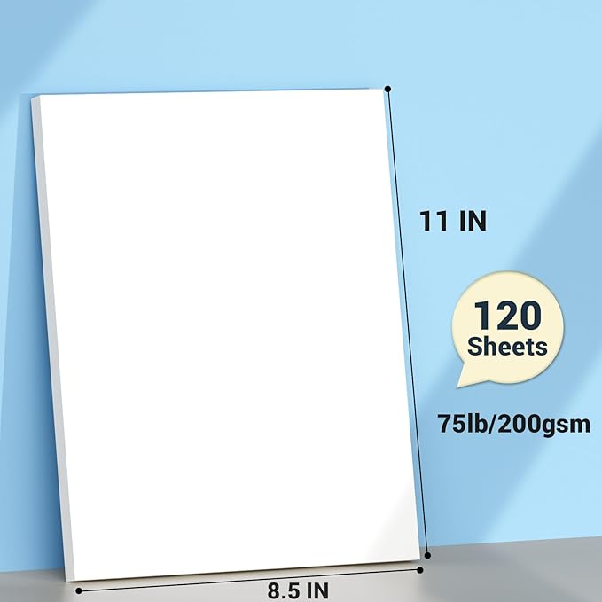 White Cardstock 8.5 x 11, Thick Printer Paper 75 lb/200 gsm, 120 Sheets Card Stock, Heavy Card stock, CardStock Paper for Invitations, Diy Cards, Business Cards, Menus, Crafts, Drawing etc