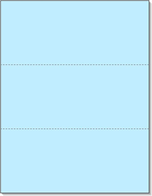 NextDayLabels - Pack of 500 Sheets, 8-1/2 x 11" Letter Size Perforated Paper (Blue, Perf @ 3-2/3" and 7-1/3")