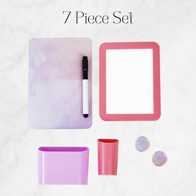 Pink and Purple Locker Accessories - 7 Piece Locker Decor, Girls Locker Accessories, Locker Accessories for Girls in Middle School, Cute Aesthetic Magnetic Locker Accessories