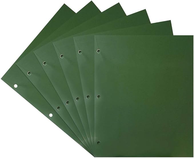 JAM PAPER Laminated Two Pocket Glossy 3 Hole Punch School Folders - Letter Size - High Gloss Green - 6/Pack