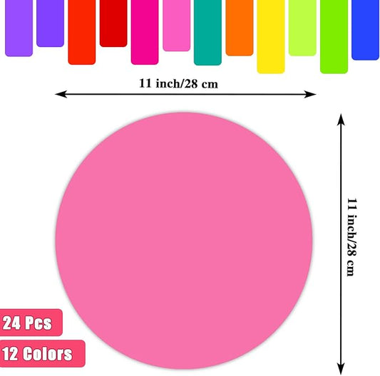 24 Pack Colorful Dry Erase Dots Circles,11 Inch Removable Vinyl Dot Wall Decal,Whiteboard Marker Stickers for Home,School,Office,Teachers,Students,Table & Desk(12 Colors)