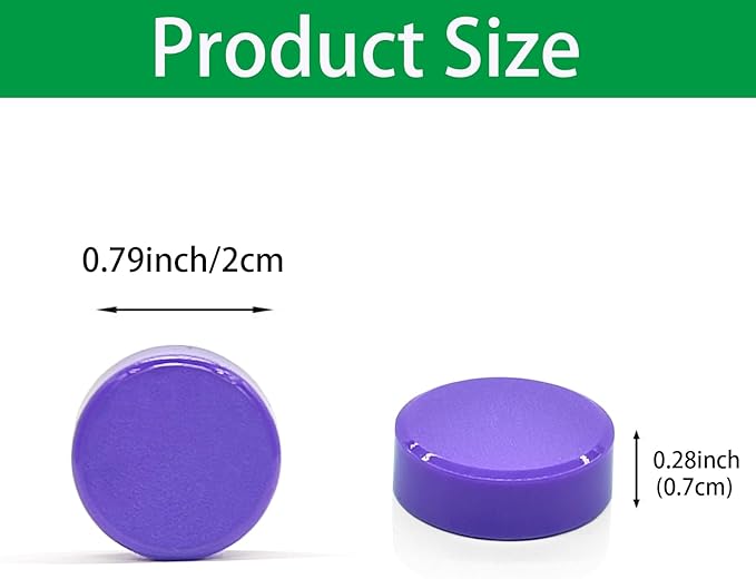 ZDZBLX 30 Pack Strong Fridge Magnets, Heavy Duty Round Refrigerator Magnets, Small Whiteboard Magnets for Fridge, Locker, Crafts, Kitchen, Office, Classroom, Mini Cute Magnet for Home School (Purple)