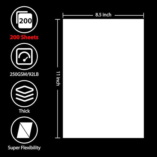 OcePor 200 Sheets White Cardstock 8.5” x 11”, 92lb/250gsm Card Stock, Thick Card Stock Paper, Heavy Cardstock Paper for Printer, Resume, Scrapbooks, Art, Crafts, Business Cards