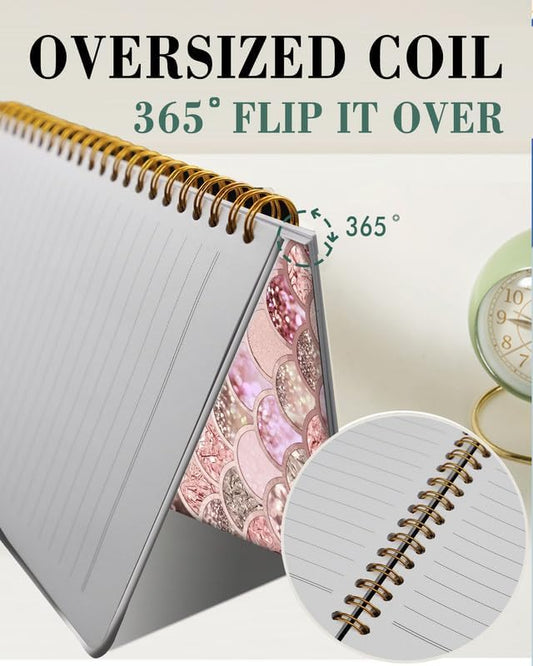 Spiral Journal Notebook,A5 Hardcover Lined Journals for Women Girl 6 x 8.3 in,120 Pages Thick Paper,Cute College Ruled Writing Notebook for Gifts Office Work School(Rose Gold Mermaid Scales)