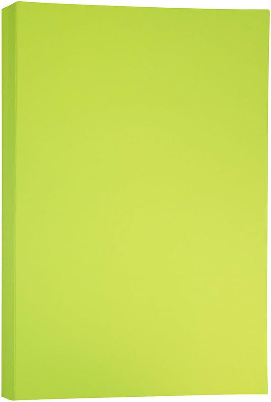 JAM PAPER Ledger Matte 24lb Paper - 90 gsm - 11 x 17 Tabloid - Ultra Lime Green - 100 Sheets/Pack