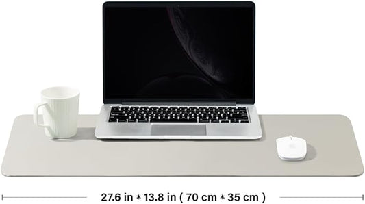 Leather Desk Mat - Non-Slip PU Desk Pad for Office and Home - Desk Organization and Accessories - Ideal for Large Mouse Pad and Desk Mats on Top of Desks (Light Gray,27.6"x 13.8")