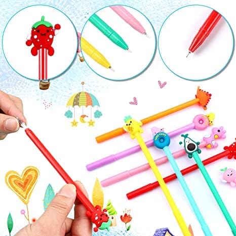 SANNIX 100 Pieces Cartoon Cute Gel Ink RollerBall Pens Bulk Assorted Styles Novelty Writing Pen for Kids Gift School Office Home Supplies Present