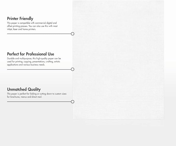 LUXPaper 8.5" x 11" Classic Linen Paper | Letter Size | Avon Brilliant White | 70lb. Text | 500 Qty