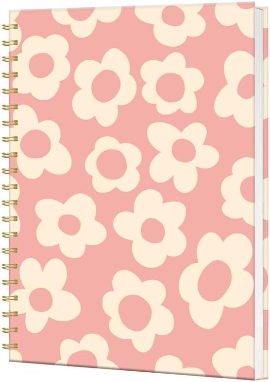 iampanda Spiral Journal Notebook,Strong Twin-Wire Binding with Premium Paper for Women,60 Sheets B5 College Ruled Notebook/Journal,Perfect for School Office Work,Cute Pink Flower