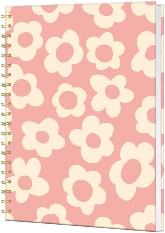 iampanda Spiral Journal Notebook,Strong Twin-Wire Binding with Premium Paper for Women,60 Sheets B5 College Ruled Notebook/Journal,Perfect for School Office Work,Cute Pink Flower