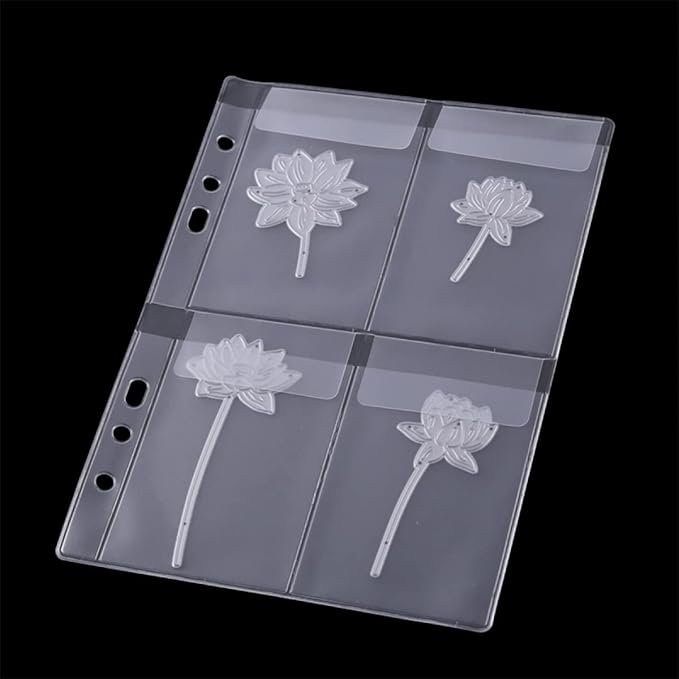 10 Pack A5 Size Plastic Binder Pockets,6 Holes Waterproof PVC Folders Loose Leaf Bag forBudgeting Loose Leaf Bags Planner Insert Pouches Photo,Document, Stamp & Die Storage Bills Organizer