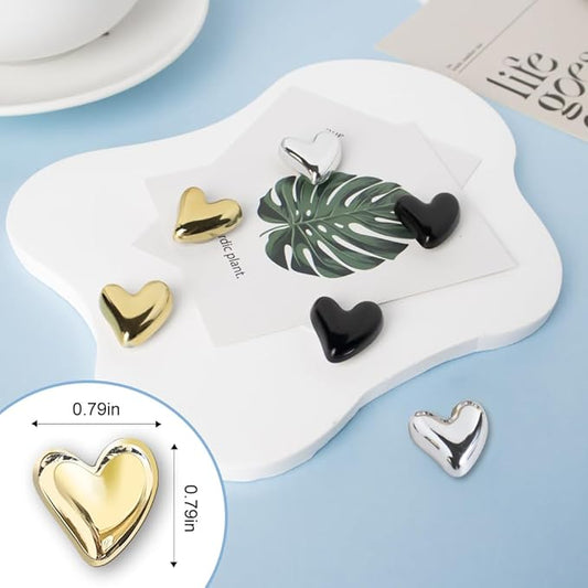 22Pcs Fridge Magnets,Cute Love Heart Decorative Magnets, Refrigerator Magnets for Whiteboard Cabinet Locker,Strong Holding Power,Gold and Silver