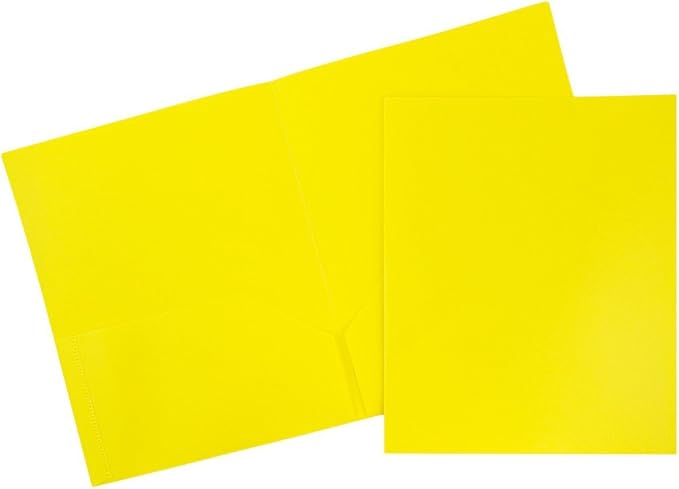 JAM PAPER Plastic 2 Pocket POP Folders - Durable School Folders - Assorted Fashion Colors - 6/Pack