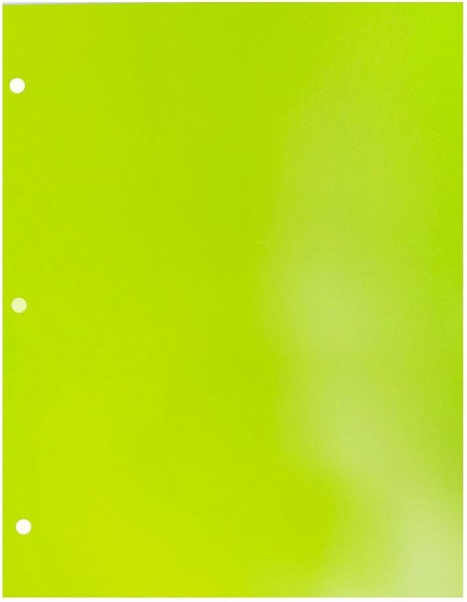 JAM PAPER Laminated Two Pocket Glossy 3 Hole Punch School Folders - Letter Size - High Gloss Lime Green - Bulk 25/Pack