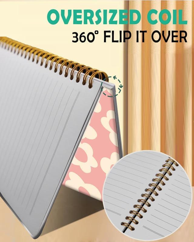 iampanda Spiral Journal Notebook,Strong Twin-Wire Binding with Premium Paper for Women,60 Sheets B5 College Ruled Notebook/Journal,Perfect for School Office Work,Cute Pink Flower