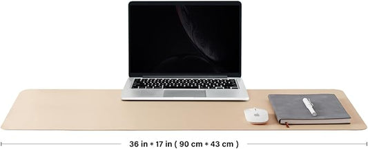 Leather Desk Mat - Non-Slip PU Pad for Office and Home - Organization Accessory - Ideal for Mouse Pad and Desk Mat (Apricot, 36" x 17")