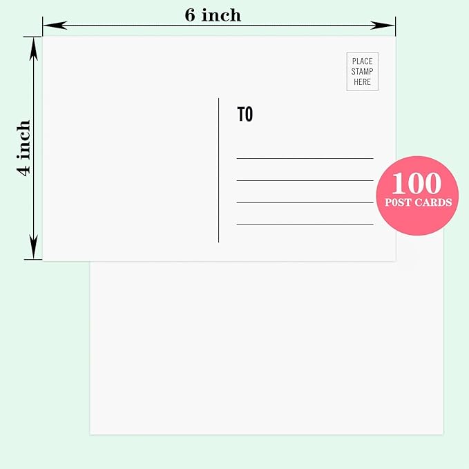 Blank Postcards for Mailing, 100 White 4x6, Mailable Postcards Set Make Your Own Printable Postcards 300gsm/14pt Postcard Paper Cardstock for DIY Mailing Christmas Thanksgiving Painting