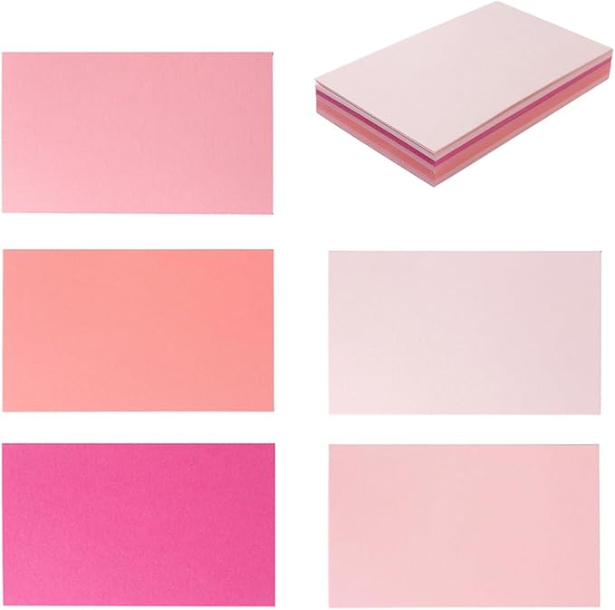 50 Sheets 4x6 Colored Cardstock Paper 5 Colors Blank Flash Cards, 250 GSM Heavy Card Stock for DIY Art Projects, Cards (Pink)