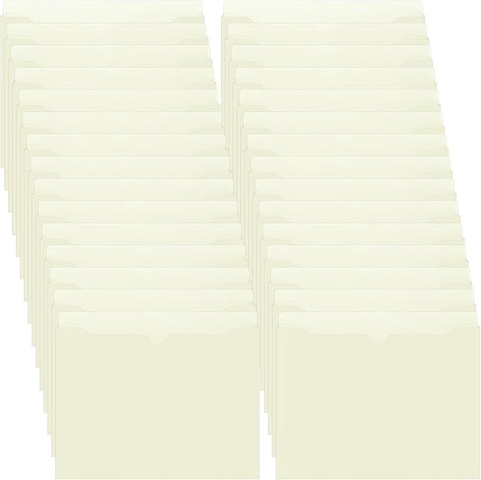 50 Pack 2 Inch Expanding Manila Plastic File Jackets Expandable Folders Heavy Duty 2 Inch Expansion Pocket File Folders Reinforced Straight-Cut Tab (Classic,Beige)