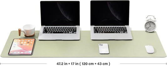 Large Desk Mat - 47.2"x 17" Non-Slip PU Desk Pad for Office and Home - Ideal for Large Mouse Pad and Desk Mats on Top of Desks(Light Green)