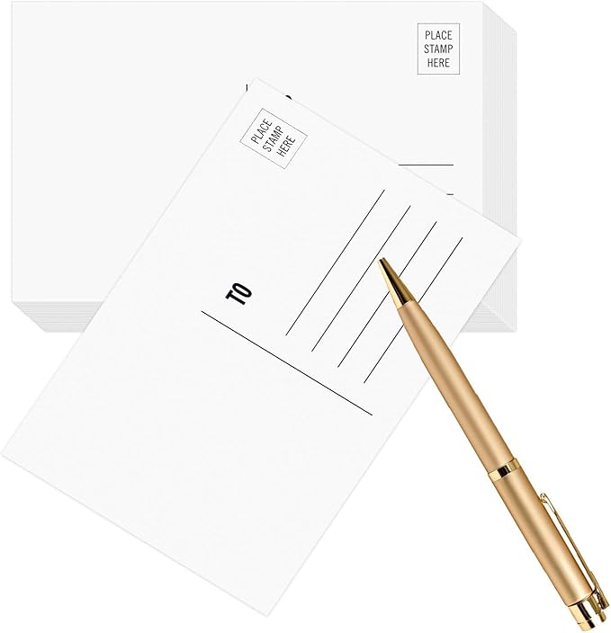 Blank Postcards for Mailing, 100 White 4x6, Mailable Postcards Set Make Your Own Printable Postcards 300gsm/14pt Postcard Paper Cardstock for DIY Mailing Christmas Thanksgiving Painting