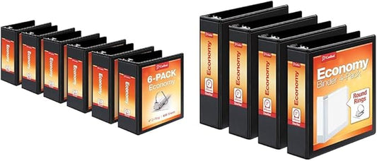Cardinal Economy 3-Ring Binders Bundle with 4" 835-Sheet Binder Case of 6 and 2" 475-Sheet Binder 4-Pack (90780, 79522)