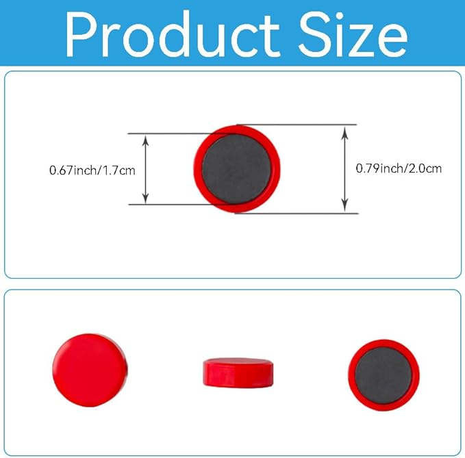 80 Pack Fridge Magnets, Strong Small Round Magnets for Whiteboard, Office, Classroom & Locker - Refrigerator Magnets Heavy Duty Cute Mini Magnet for Crafts, Magnetic Board, Home & Kitchen (Red)