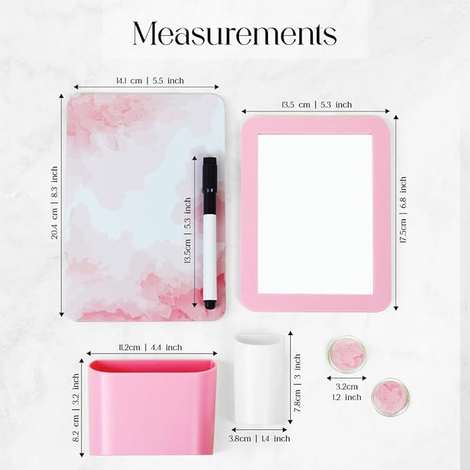 Pink Locker Decor - 7 Piece Aesthetic Magnetic Set, Perfect for Girls' Middle School Lockers