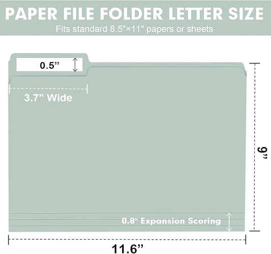 File Folder, RAZCC 100 Pack Colored File Folders, 1/3 Cut Tab File Folder Letter Size, Filing Folders with Tabs for Office School Business Use, Assorted 10 Colors