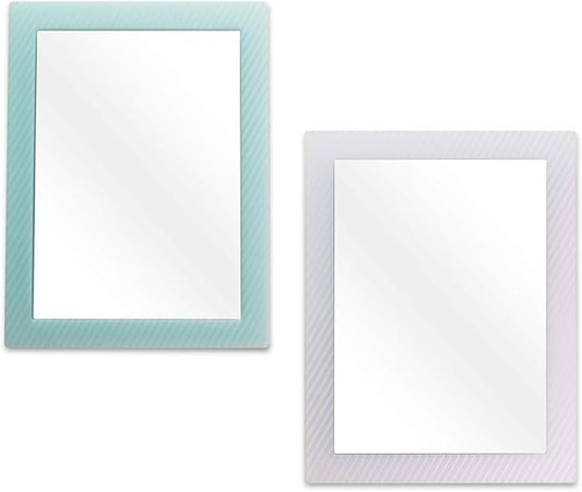 2 Pack Magnetic Locker Mirror for School Locker, Refrigerator, Office Cabinet, 6.3" x 4.8", Locker Accessories Rectangular Mirror (Soft Mint and White)