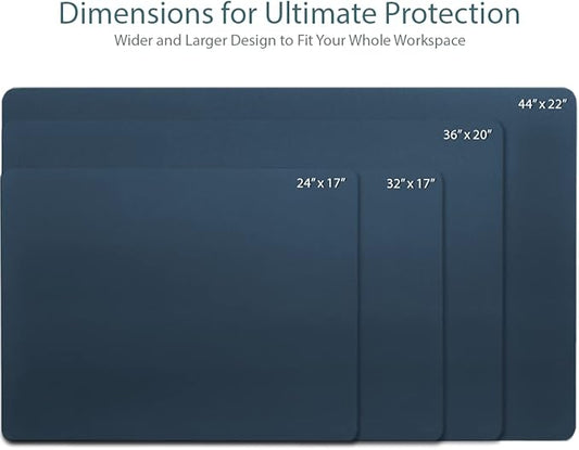 Vine Creations Leather Desk Mat Large 44" x 22", Desk Protector Mat, PU Leather Desk Pad, Large Mouse Pad, Desk Blotter, Desk Pads on Top of Desks, Desk Matt for Desktop, Office Desk Mat (Dark Blue)