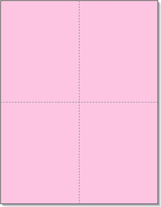 NextDayLabels - 8-1/2" x 11" Laser/Inkjet Postcards 4 Per Page, (4-1/4" x 5-1/2" Each Card | Pink, 200 Cards)